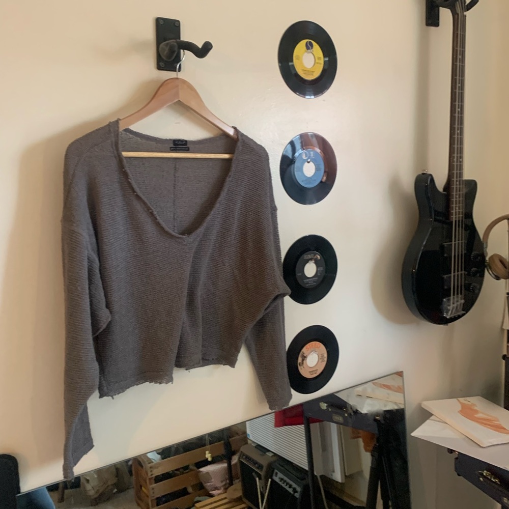 Urban Outfitters Slouchy Distressed Waffle Top